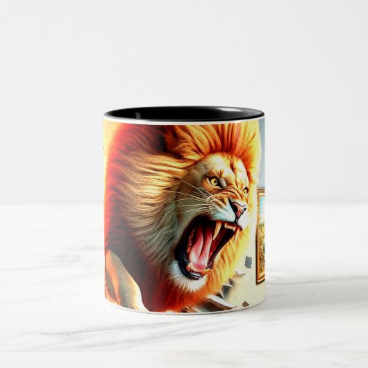 Crazy Lion Zweifarbige Tasse (Mittel)