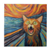 Crazy lustig rote Katze Gemälde Fliese (Vorderseite)