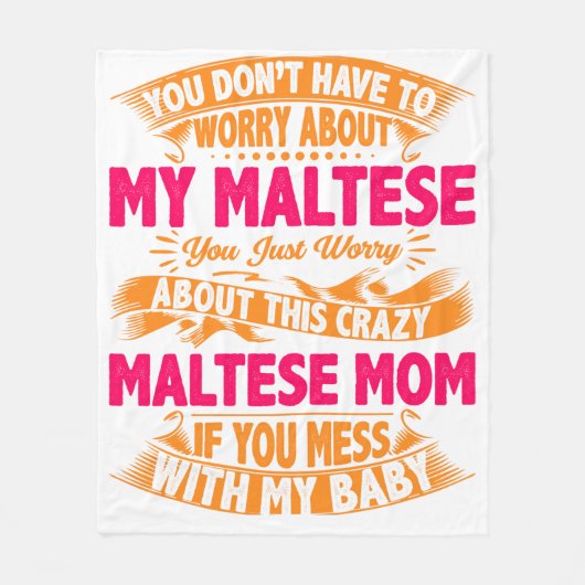 Crazy Maltese Mama Fleecedecke (Vorderseite)