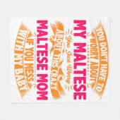 Crazy Maltese Mama Fleecedecke (Vorderseite (Horizontal))