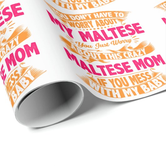 Crazy Maltese Mama Geschenkpapier (Rolleneckpunkt)
