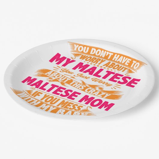 Crazy Maltese Mama Pappteller (Schrägansicht)