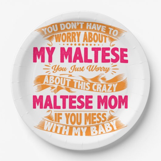 Crazy Maltese Mama Pappteller (Vorderseite)