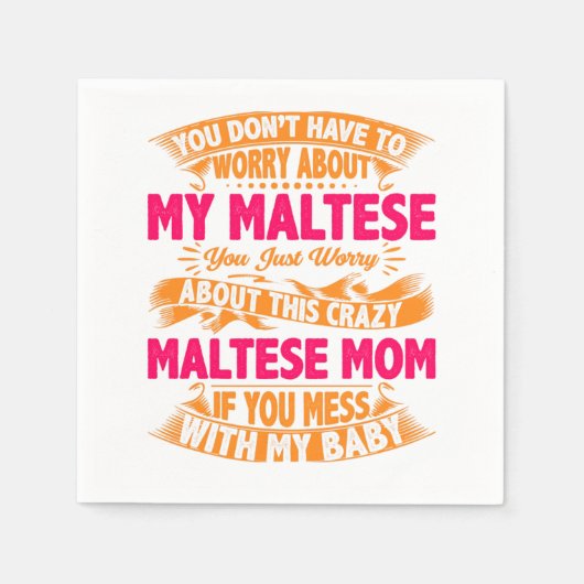 Crazy Maltese Mama Serviette (Vorderseite)