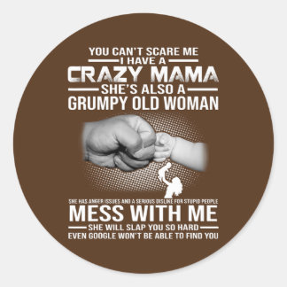 Crazy Mama Runder Aufkleber