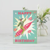 Crazy Mexican auf Rocket Geburtstagsparty Feiertagskarte (Stehend Vorderseite)