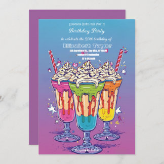 Crazy Milkshake Party Invitation – Colorful Sweet Einladung
