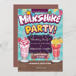 Crazy Milkshake Party Invitation – Colorful Sweet Einladung