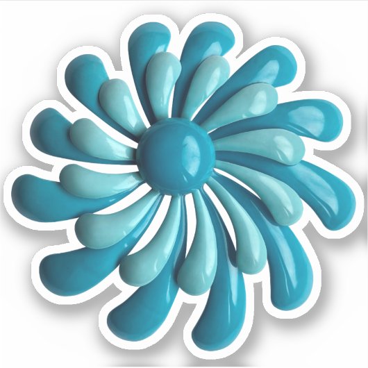 Crazy MOD Blue Daisy Blume Wedding Decoder Sticker (Vorderseite)