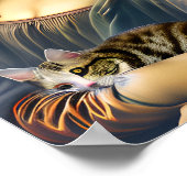 Crazy Mona Lisa mit Kitty Cat Portrait Art Poster (Ecke)
