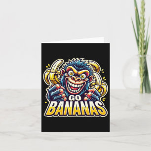 Crazy Monkey Go Bananas Sticker Karte