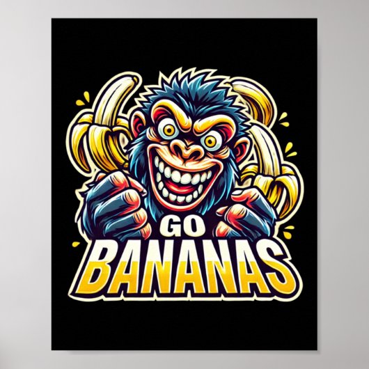 Crazy Monkey Go Bananas Sticker  Poster (Vorne)