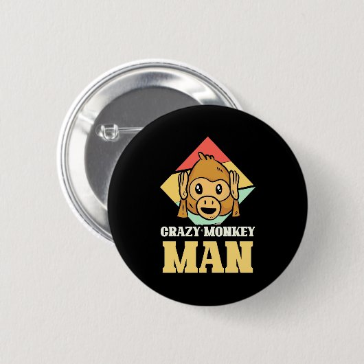Crazy Monkey Man Button (Vorne & Hinten)