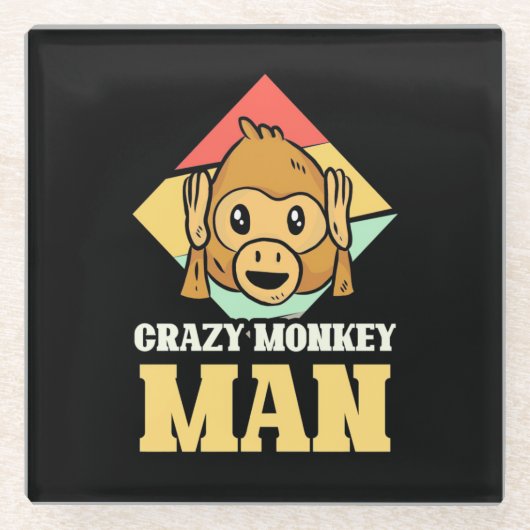 Crazy Monkey Man Glasuntersetzer (Vorderseite)