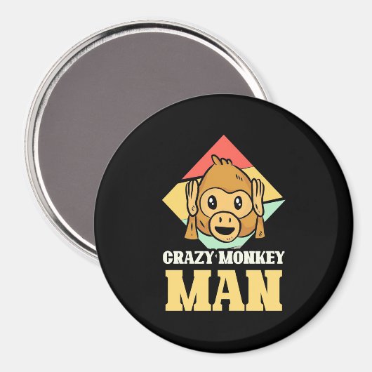 Crazy Monkey Man Magnet (Vorderseite/Rückseite)