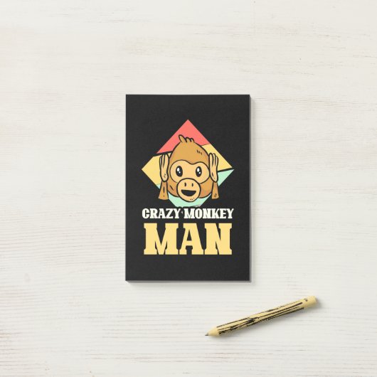 Crazy Monkey Man Post-it Klebezettel (Auf Schreibtisch)