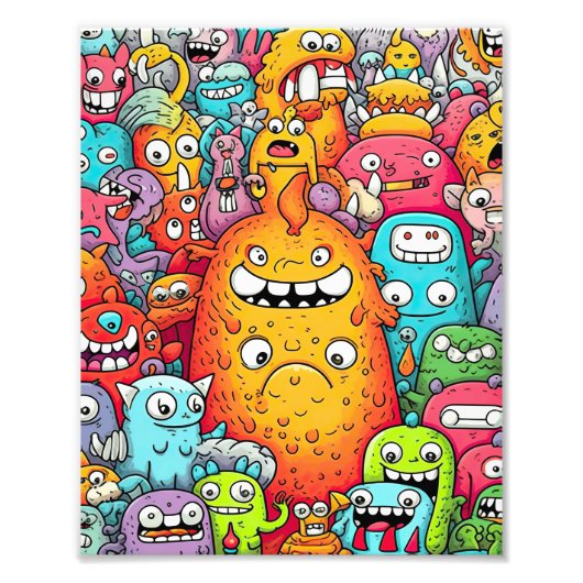 Crazy Monster Doodles Fotodruck (Vorne)