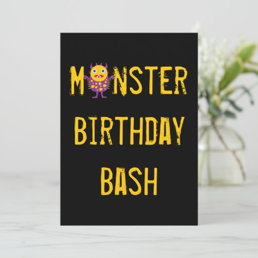 Crazy Monsters Geburtstagsparty Einladungen (Stehend Vorderseite)