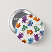 Crazy Monsters Spaß Farbenfrohe Muster für Kinder Button (Vorne & Hinten)