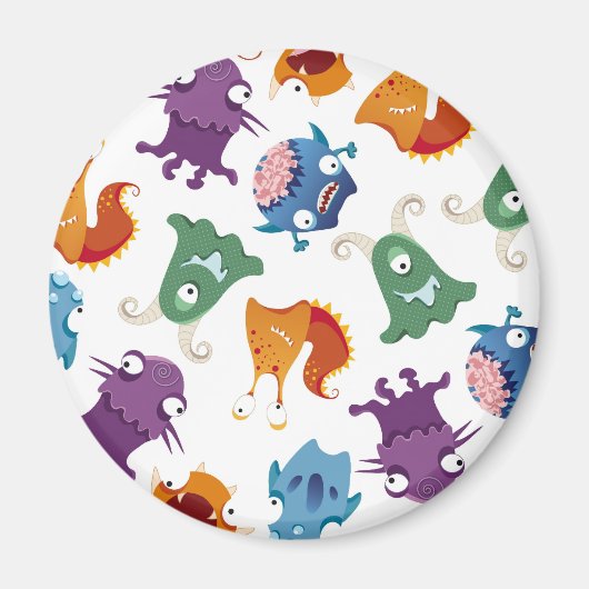 Crazy Monsters Spaß Farbenfrohe Muster für Kinder Magnet (Vorne)