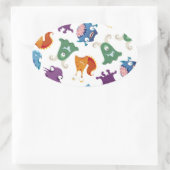 Crazy Monsters Spaß Farbenfrohe Muster für Kinder Ovaler Aufkleber (Tasche)