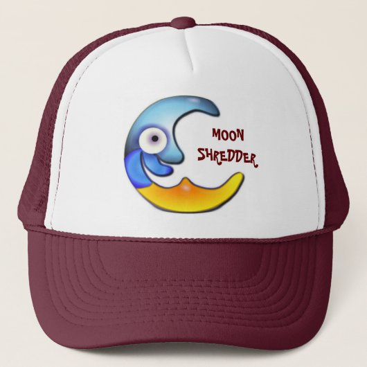 Crazy "Moon Shredder" Cartoon Cap Truckerkappe (Vorderseite)