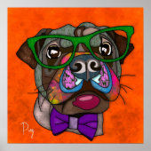 Crazy Mops Hund gesichtsbemalt Poster (Vorne)