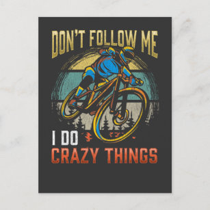 Crazy Mountainbike Rider Bicycle Witty Biker Postkarte