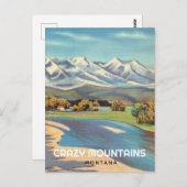Crazy Mountains und Yellowstone River Montana Postkarte (Vorne/Hinten)