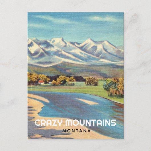 Crazy Mountains und Yellowstone River Montana Postkarte (Vorderseite)