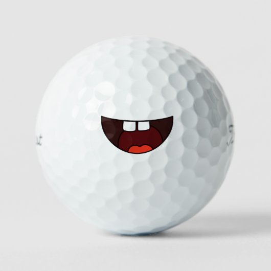 Crazy Mouth Fools Day Emoticon Golfball (Vorderseite)