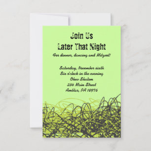 CRAZY MUSICAL NOTES Bar Bat Mitzvah Party Card Einladung