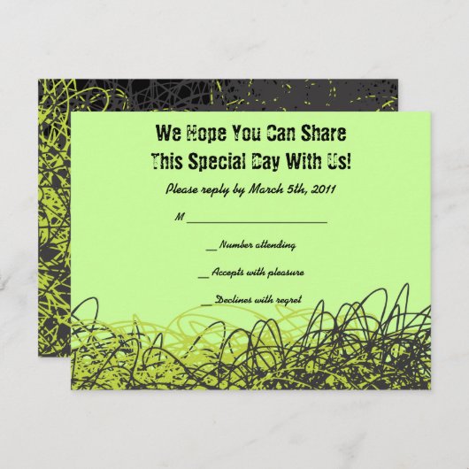 CRAZY MUSICAL NOTES Bar Mitzvah Einladung Antwort  (Vorne/Hinten)