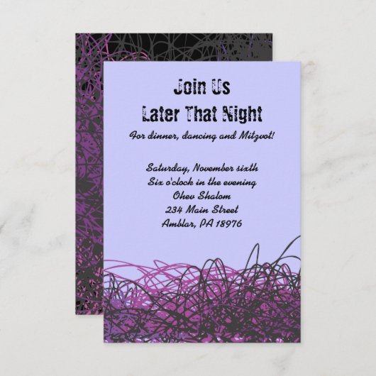 CRAZY MUSICAL NOTES Bar Mitzvah Einladung Antwort (Vorne/Hinten)