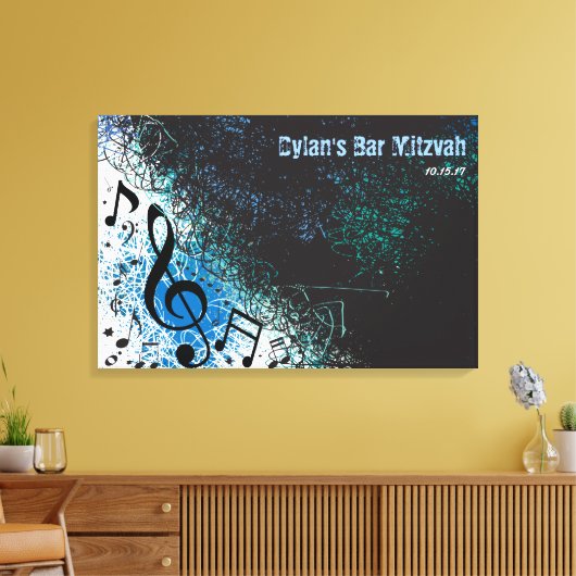 CRAZY MUSICAL NOTES Bar Mitzvah Sign-In Board Leinwanddruck (Insitu (Wohnzimmer))