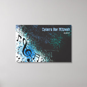 CRAZY MUSICAL NOTES Bar Mitzvah Sign-In Board Leinwanddruck
