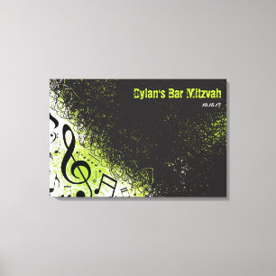 CRAZY MUSICAL NOTES Bar Mitzvah Sign-In Board Leinwanddruck
