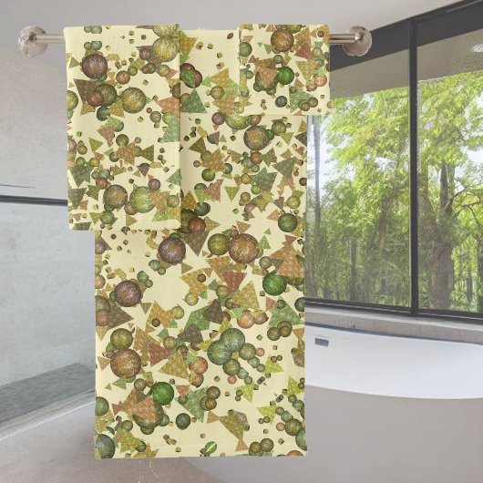 Crazy Muster geometrischer Formen, natürliche Farb Badhandtuch Set