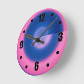 Crazy Neon Pink und Blue Round Wall Clock Runde Wanduhr (Winkel)