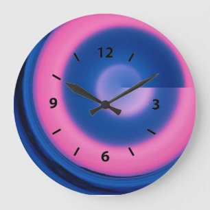 Crazy Neon Pink und Blue Swirl Round Clock Große Wanduhr