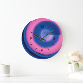 Crazy Neon Pink und Blue Swirl Round Clock Große Wanduhr (Zuhause)