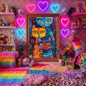 Crazy Niedlich Cats: Bright Doodle Cartoon Banner Poster