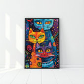 Crazy Niedlich Cats: Bright Doodle Cartoon Banner Poster