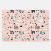 Crazy Niedlich Cats Wrapping Paper Set 3 Geschenkpapier Set (Vorderseite)