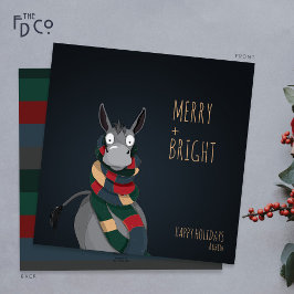 Crazy Niedlich "Merry + Bright" Donkey Feiertagskarte