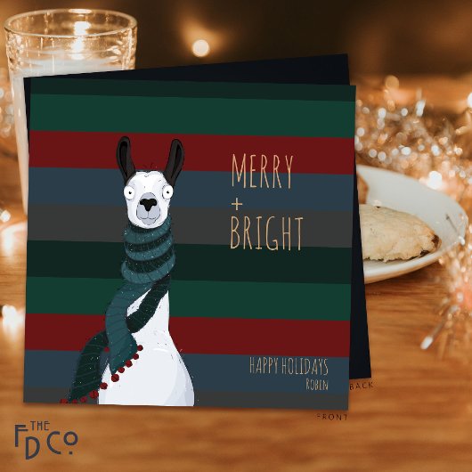 Crazy Niedlich "Merry + Bright" Llama Feiertagskarte