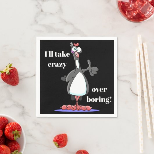 Crazy not langweilig - Funny Cocktail Napkins Serviette (Beispiel)