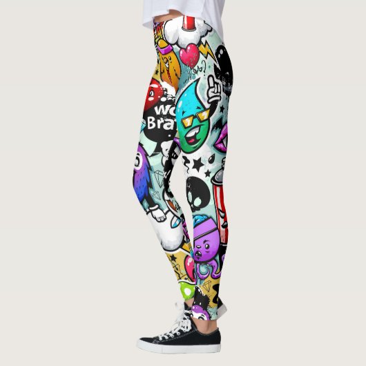 Crazy Obstbäume und Gemüse Graffiti Art Leggings (Links)