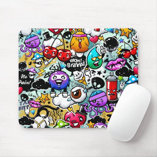 Crazy Obstbäume und Gemüse Graffiti Art Mousepad (Mit Mouse)