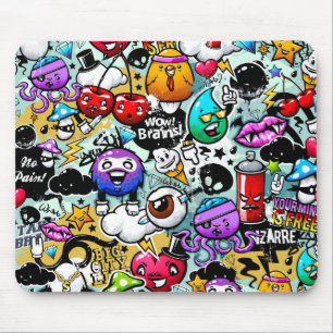 Crazy Obstbäume und Gemüse Graffiti Art Mousepad